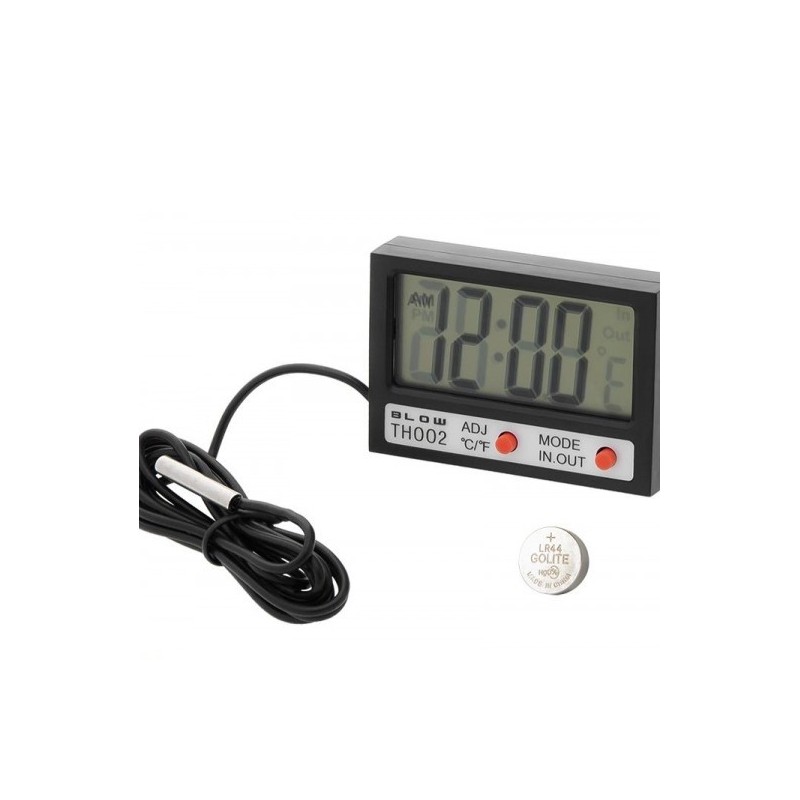 Skydinis termometras BLOW LCD+laikrodis TH002